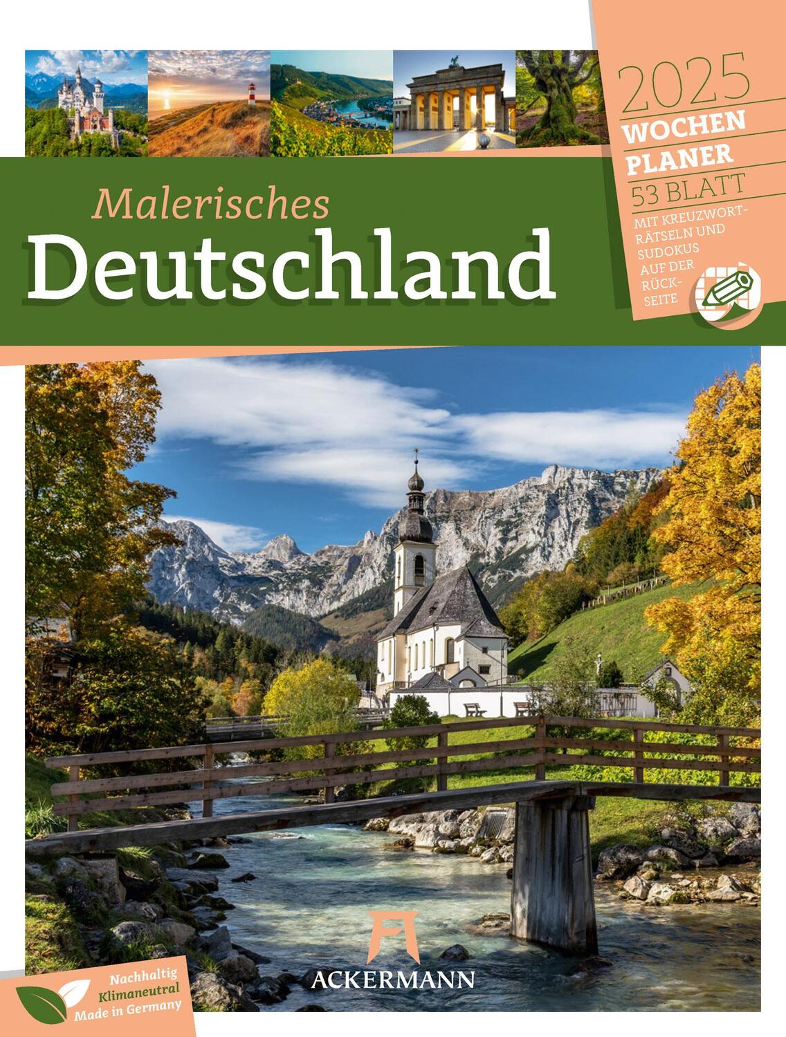 Cover: 9783838435046 | Malerisches Deutschland - Wochenplaner Kalender 2025 | Kunstverlag