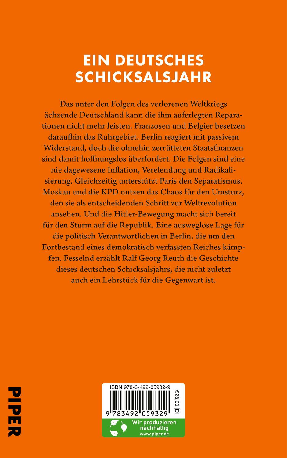 Rückseite: 9783492059329 | 1923 - Kampf um die Republik | Ralf Georg Reuth | Buch | 368 S. | 2023