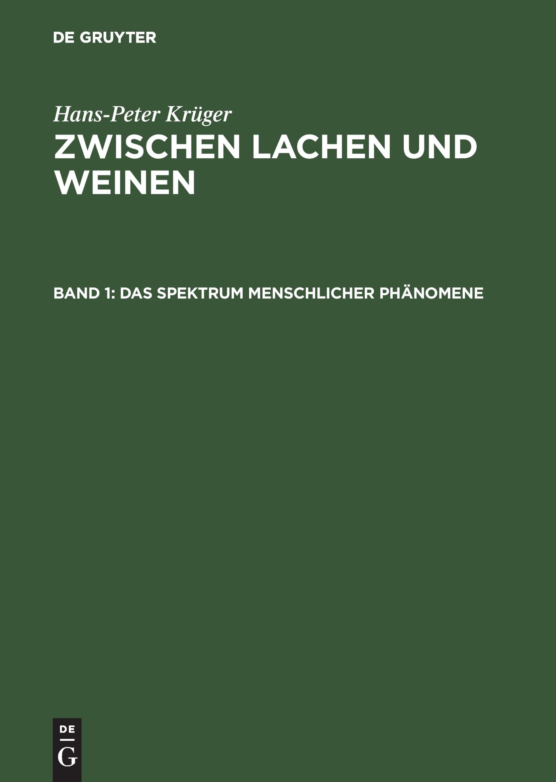 Cover: 9783050034140 | Das Spektrum menschlicher Phänomene | Hans-Peter Krüger | Buch | 1999