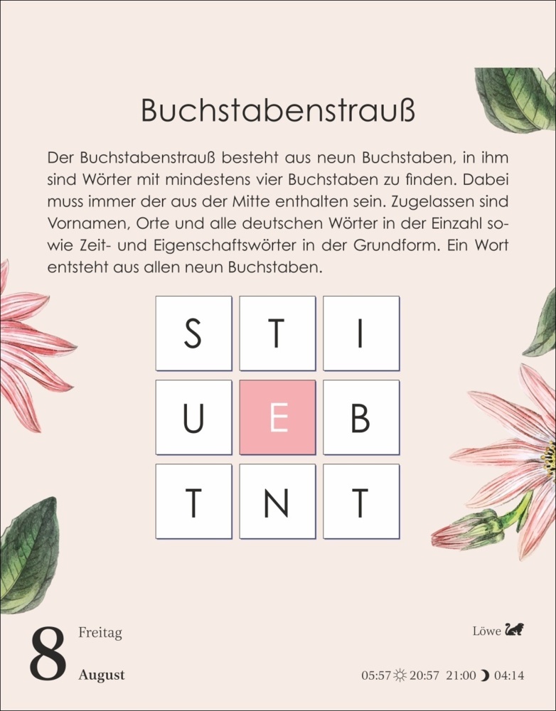 Bild: 9783840034886 | Bunte Rätselwelt Tagesabreißkalender 2025 - Pflanzen, Tiere, Phänomene