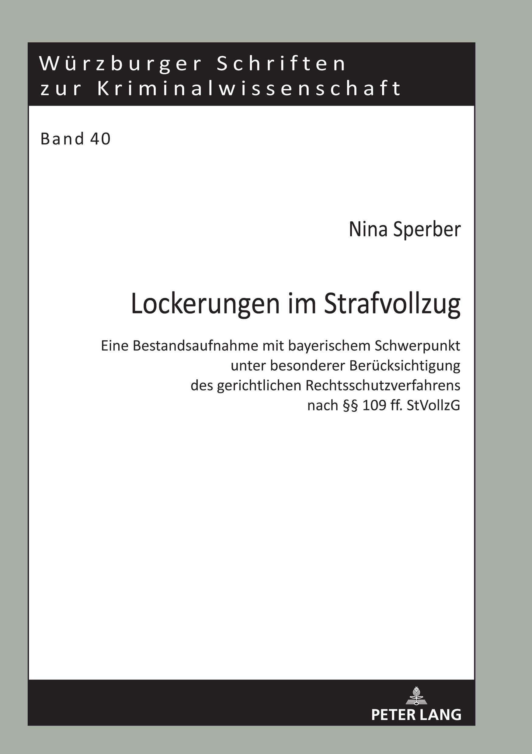 Cover: 9783631814833 | Lockerungen im Strafvollzug | Nina Sperber | Buch | Deutsch | 2020