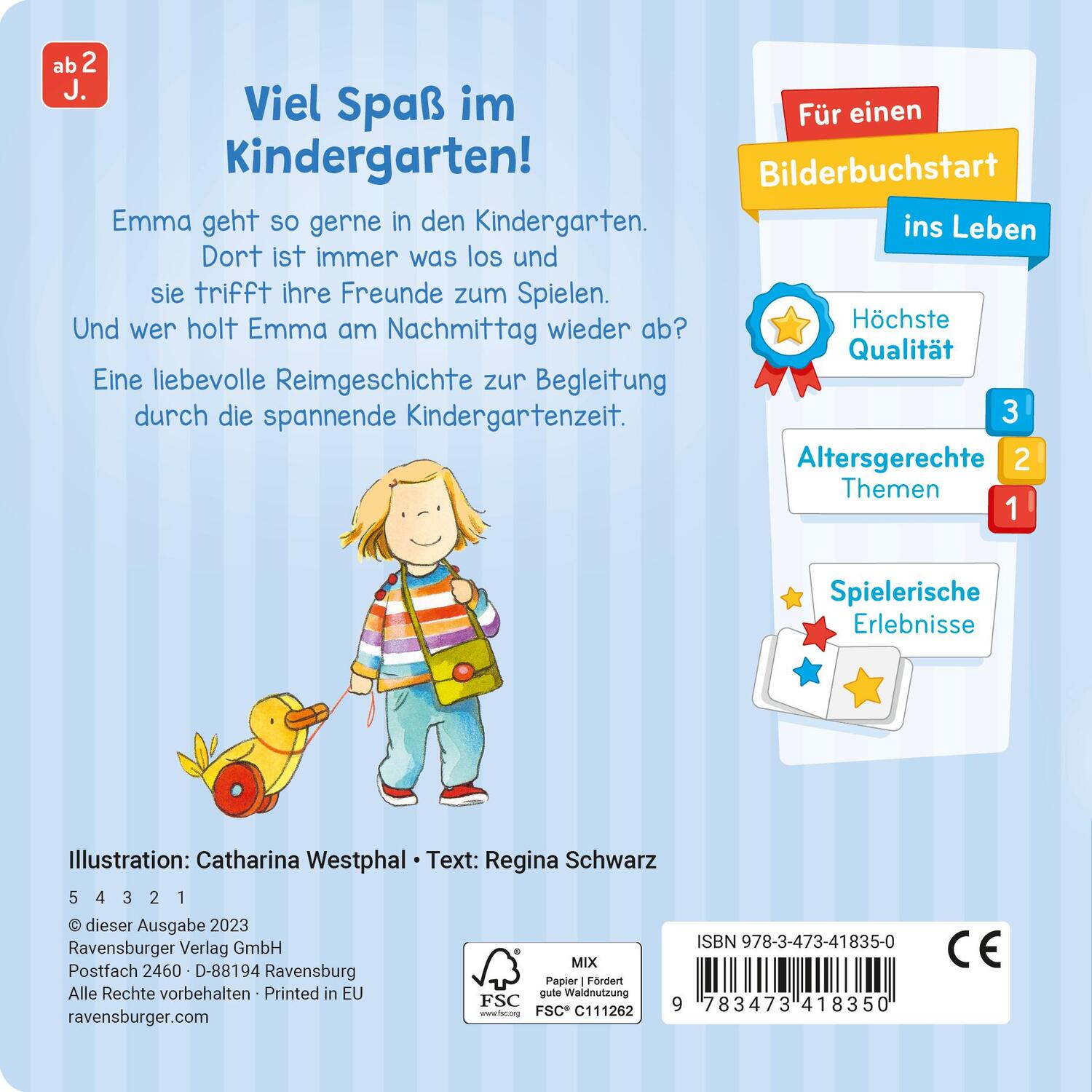 Rückseite: 9783473418350 | Komm mit in den Kindergarten | Regina Schwarz | Buch | 16 S. | Deutsch