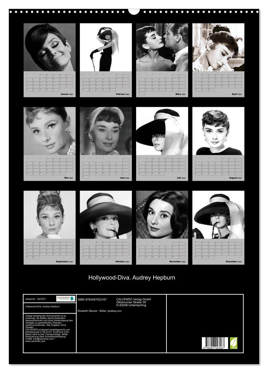 Bild: 9783457023167 | Hollywood-Diva. Audrey Hepburn (Wandkalender 2025 DIN A2 hoch),...