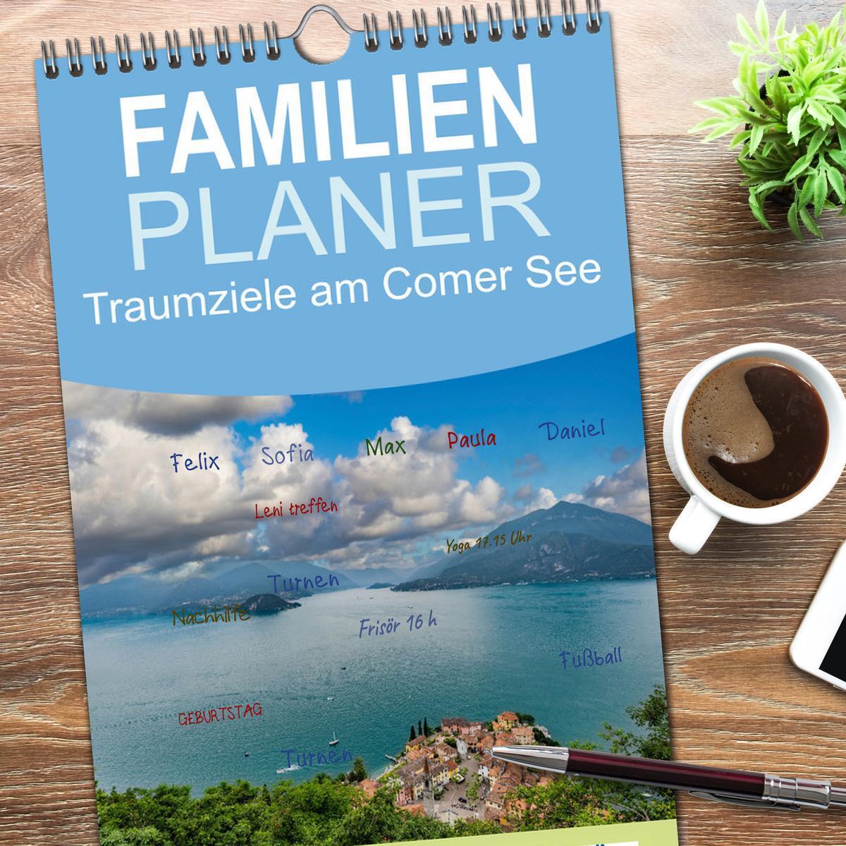 Bild: 9783457220474 | Familienplaner 2025 - Traumziele am Comer See mit 5 Spalten...