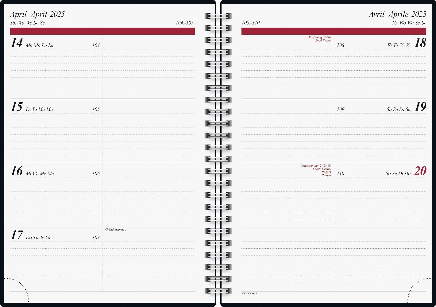 Bild: 4003273785021 | Buchkalender Modell Timing 1 (2025) Confetti | 2 Seiten = 1 Woche, A5