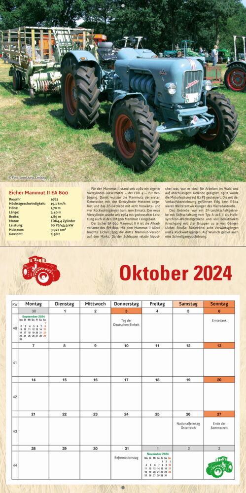 Bild: 9783517101941 | Faszinierende Traktoren 2024 - Monats-Wandkalender zum Aufhängen,...