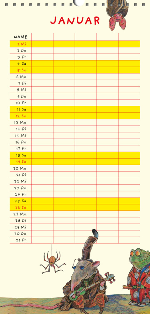 Bild: 9783779507307 | Wolf Erlbruchs Familienplaner 2025 | Wolf Erlbruch | Kalender | 13 S.