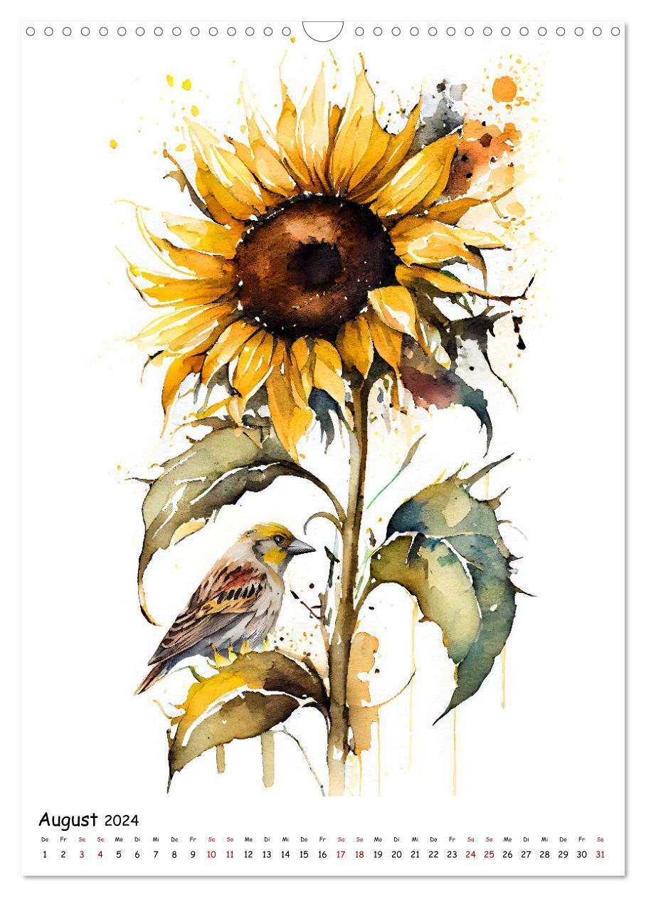 Bild: 9783675426061 | Aquarellmalerei - Blumen und Tiere im Garten (Wandkalender 2024 DIN...