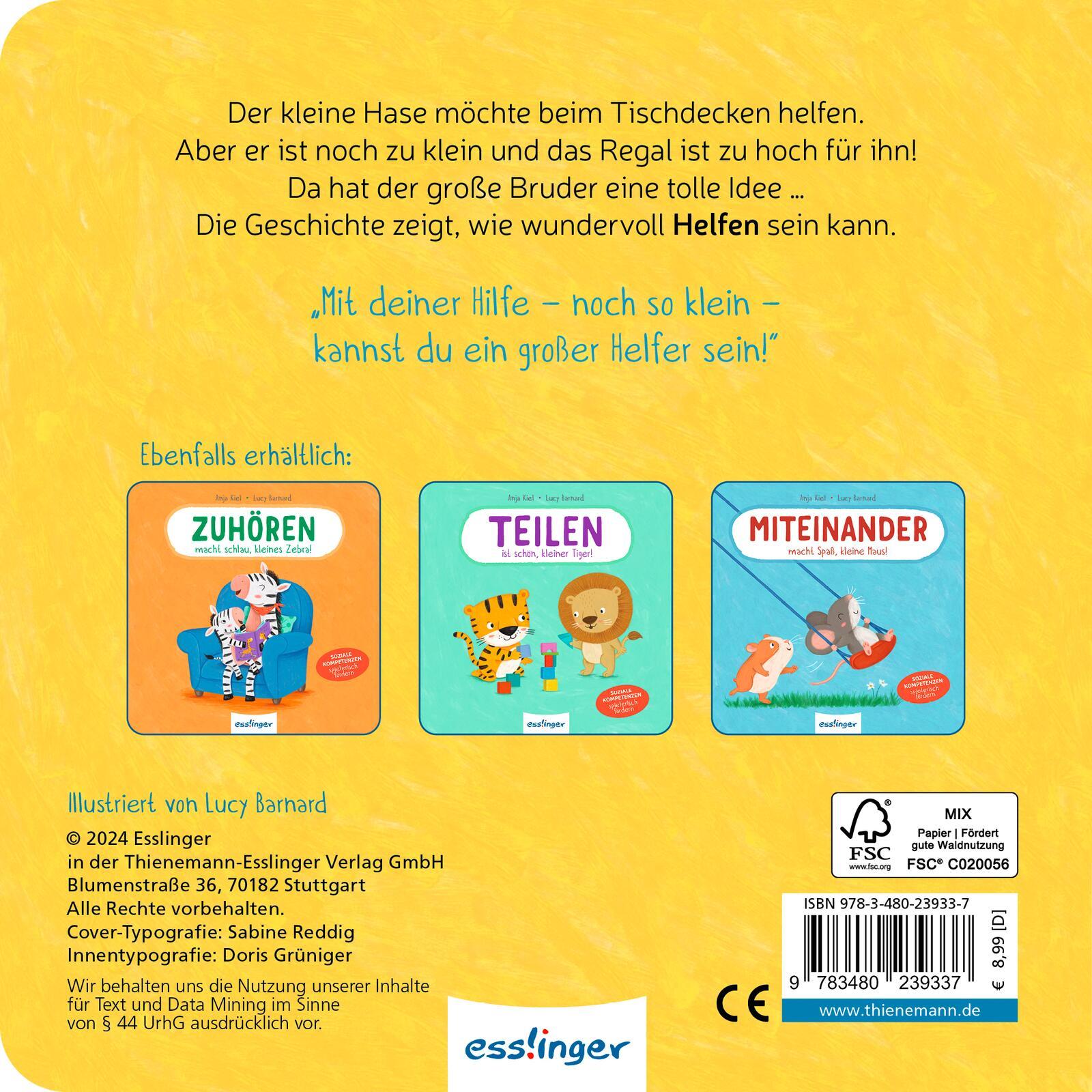 Rückseite: 9783480239337 | Helfen macht groß, kleiner Hase! | Anja Kiel | Buch | 18 S. | Deutsch