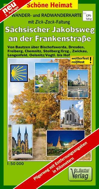 Cover: 9783895912177 | Sächsischer Jakobsweg an der Frankenstraße. Radwander- und Wanderkarte