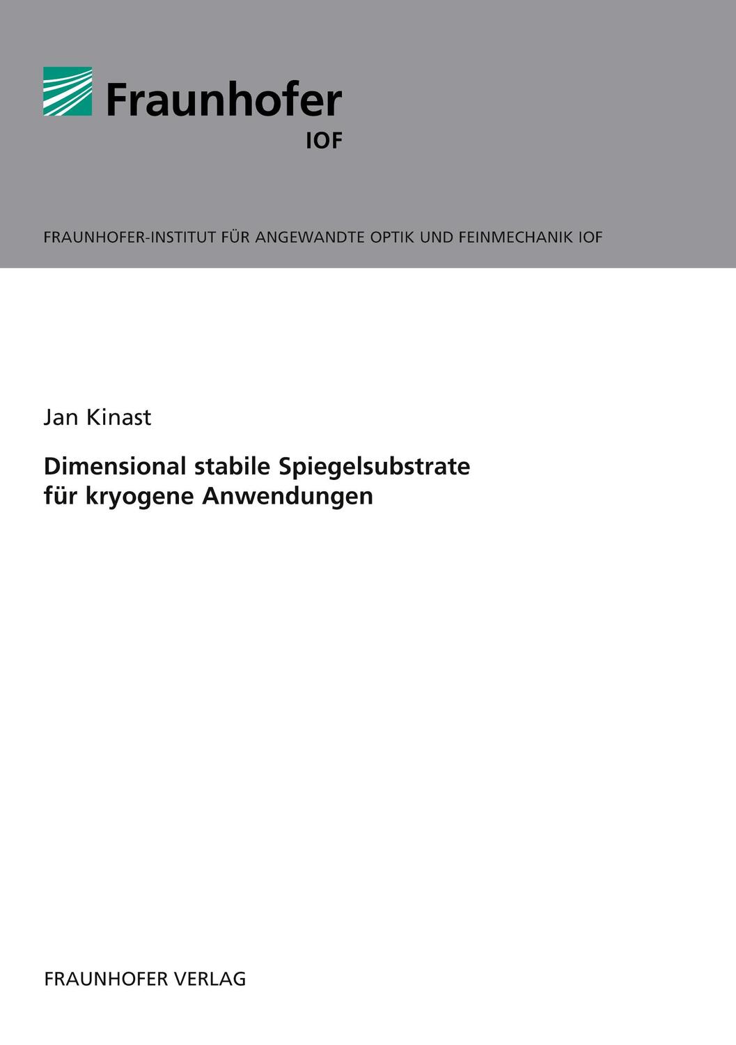 Cover: 9783839613054 | Dimensional stabile Spiegelsubstrate für kryogene Anwendungen. | Buch