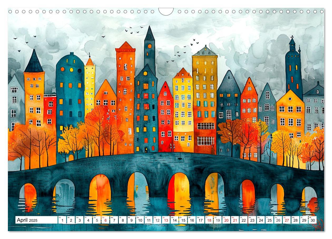 Bild: 9783383821660 | Stadt - Eine farbenfrohe Skyline (Wandkalender 2025 DIN A3 quer),...