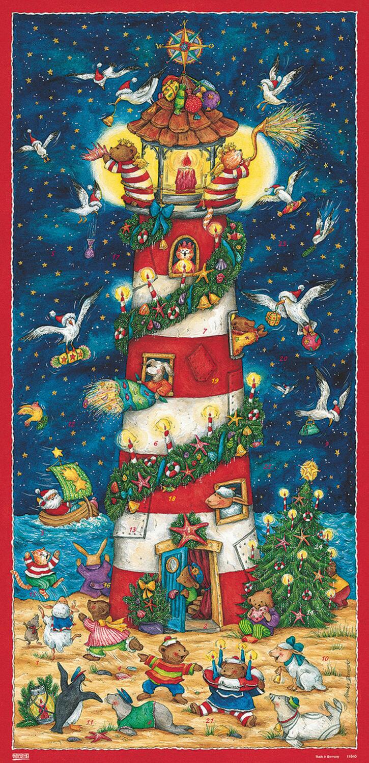 Cover: 9783782706407 | Weihnacht am Leuchtturm Adventskalender | Kalender | Mit Goldglimmer.