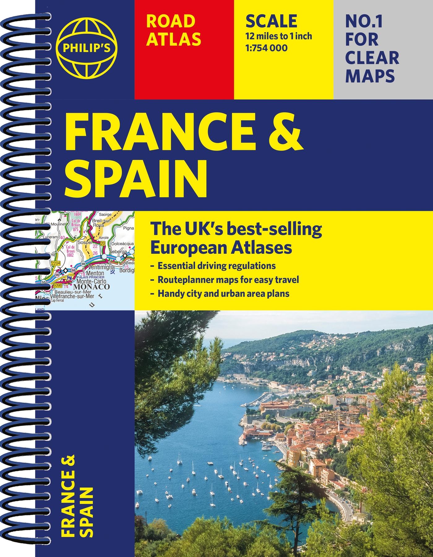 Cover: 9781849076302 | Philip's France and Spain Road Atlas | A4 Spiral | Philip'S Maps