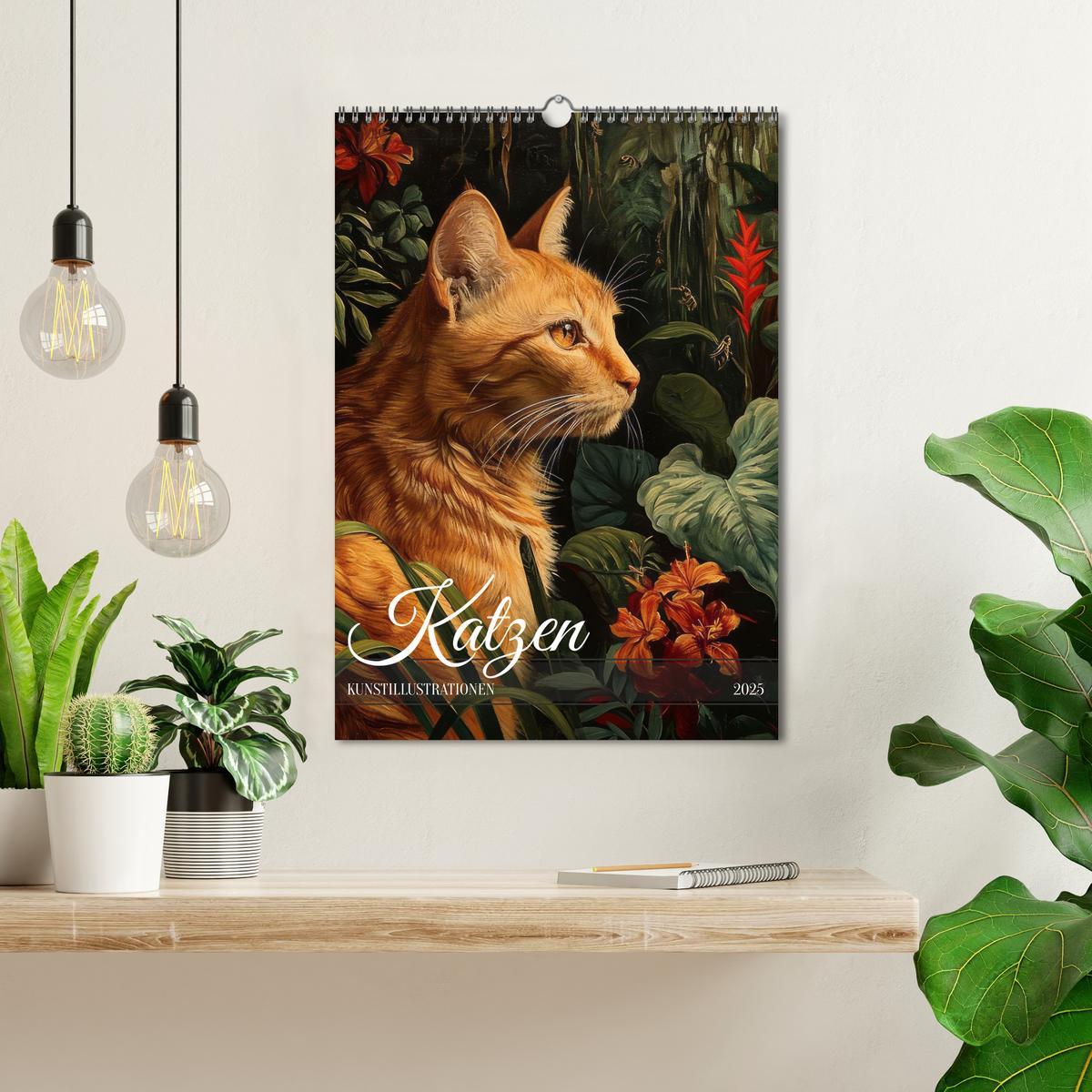 Bild: 9783383783951 | Katzen Kunstillustrationen (Wandkalender 2025 DIN A3 hoch),...