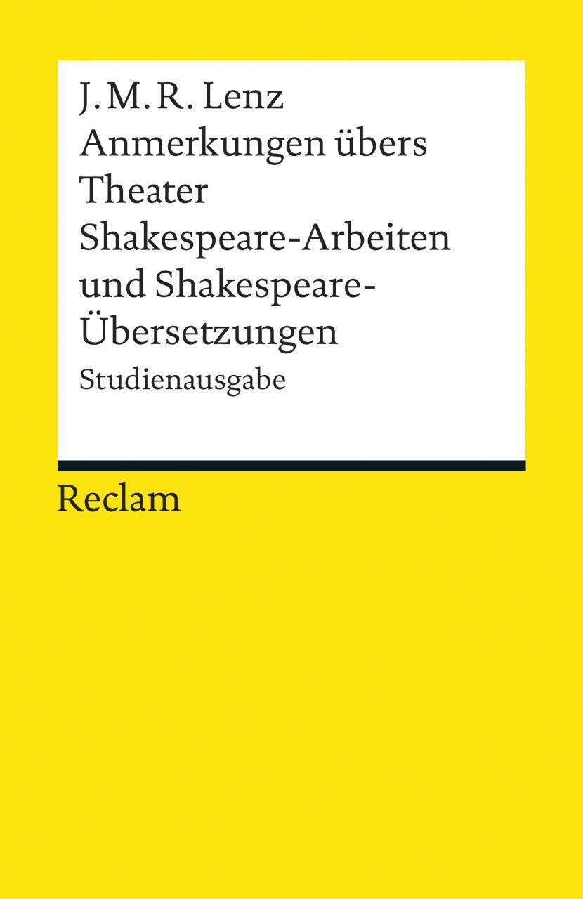 Cover: 9783150191354 | Anmerkungen übers Theater / Shakespeare-Arbeiten und...