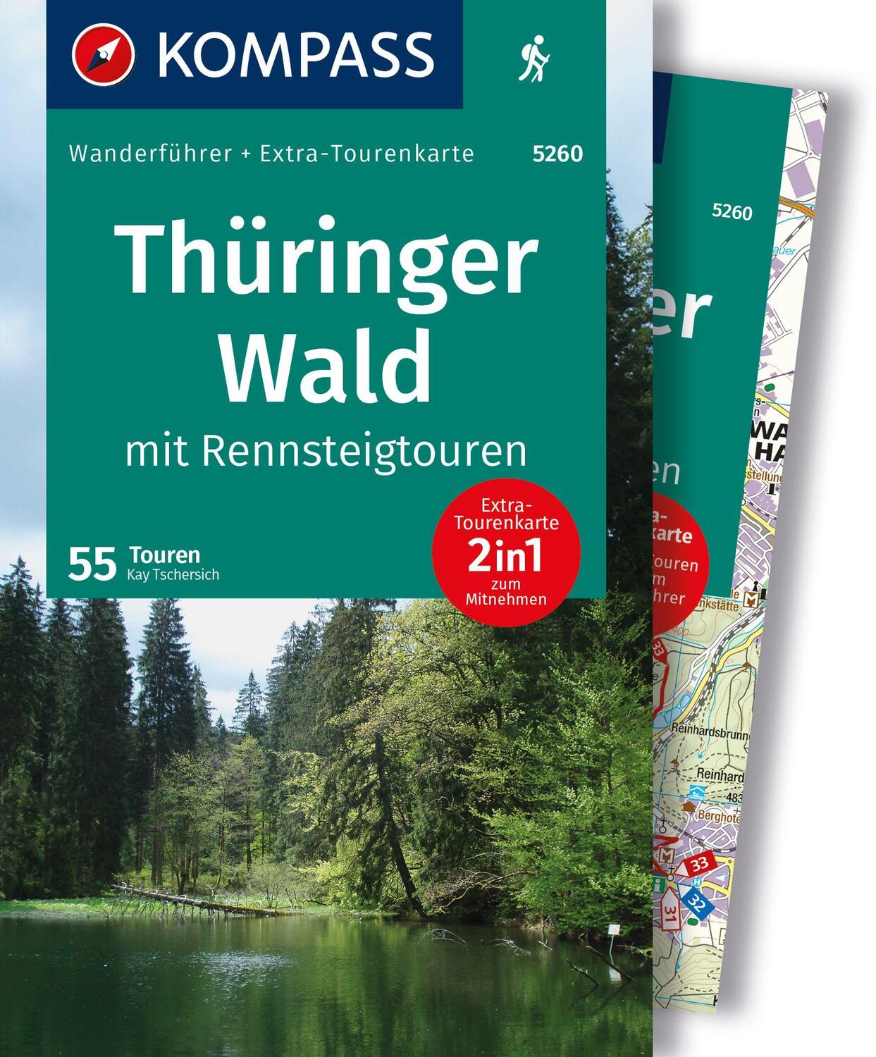 Cover: 9783991219736 | KOMPASS Wanderführer Thüringer Wald mit Rennsteigtouren, 55 Touren...