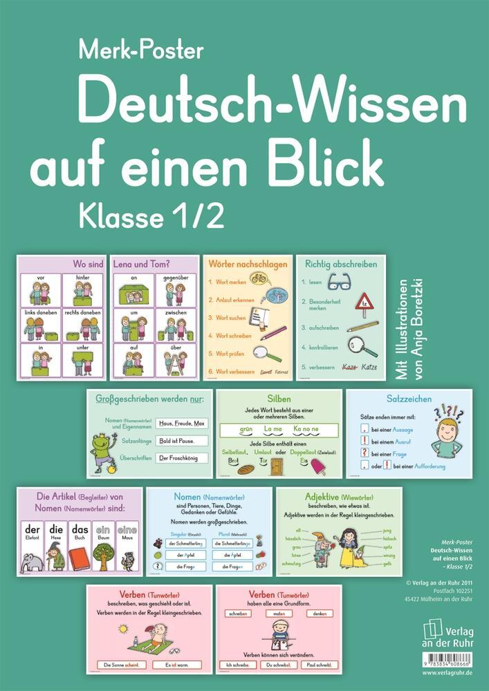Cover: 9783834608666 | Merk-Poster Deutsch-Wissen auf einen Blick Klasse 1/2 | Poster | 2011