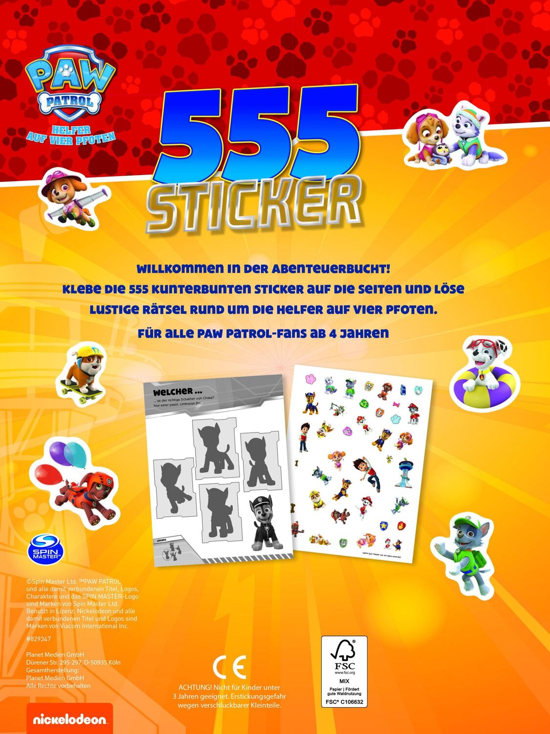 Rückseite: 9783849946357 | PAW Patrol 555 Sticker | Mit lustigen Rätseln I Ab 3 Jahren | Buch