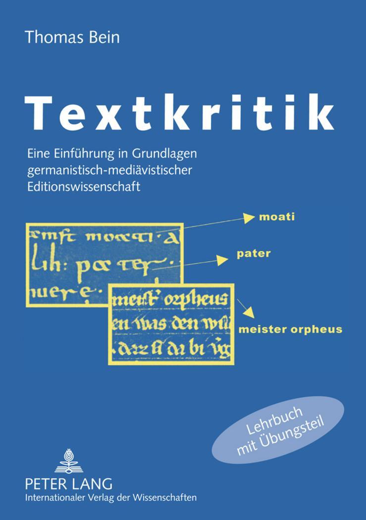 Cover: 9783631612378 | Textkritik | Thomas Bein | Taschenbuch | Paperback | 192 S. | Deutsch
