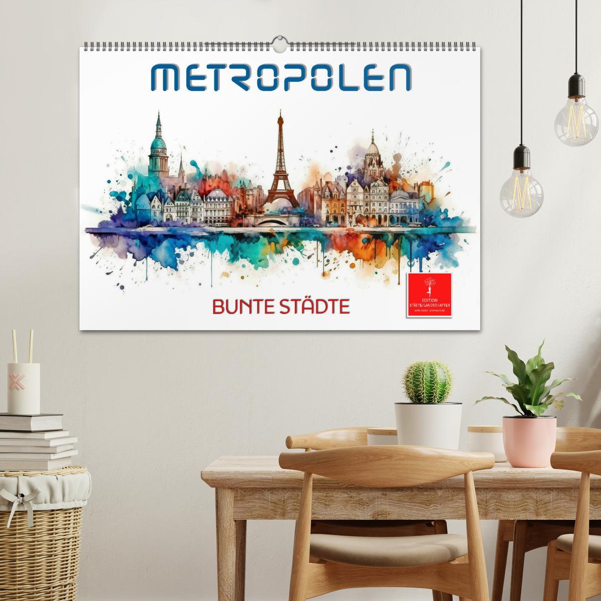 Bild: 9783383898013 | Skylines - bunte Städte (Wandkalender 2025 DIN A2 quer), CALVENDO...