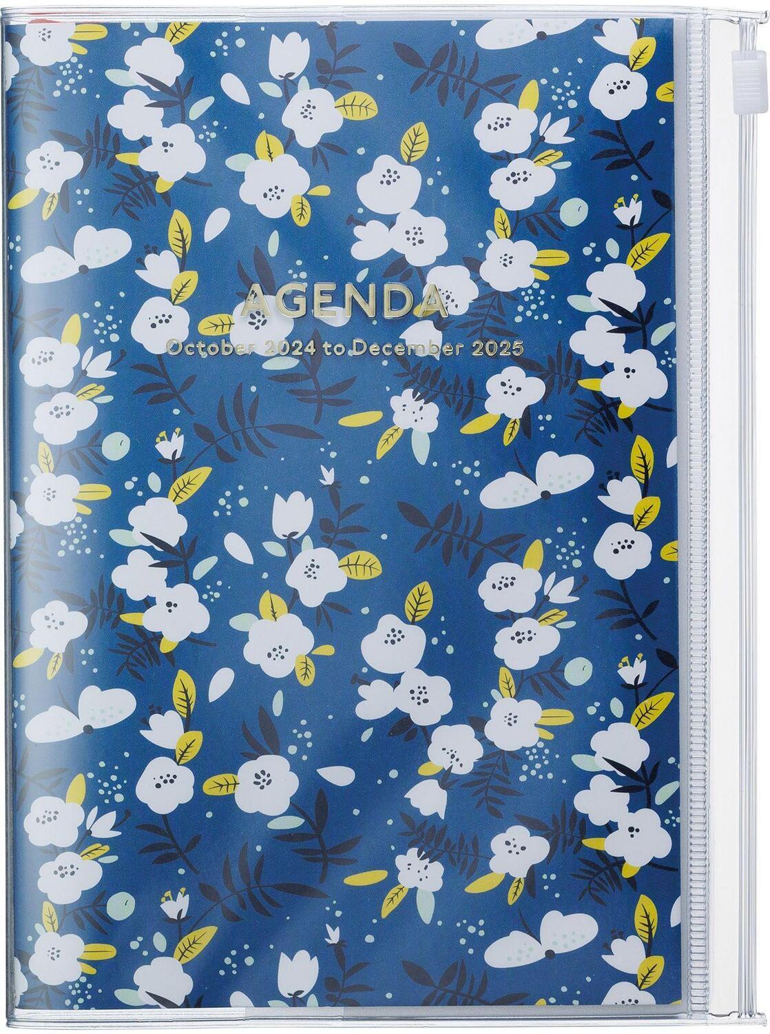 Cover: 4550045128239 | MARK'S 2024/2025 Taschenkalender B6 vertikal, Flower Pattern // Navy