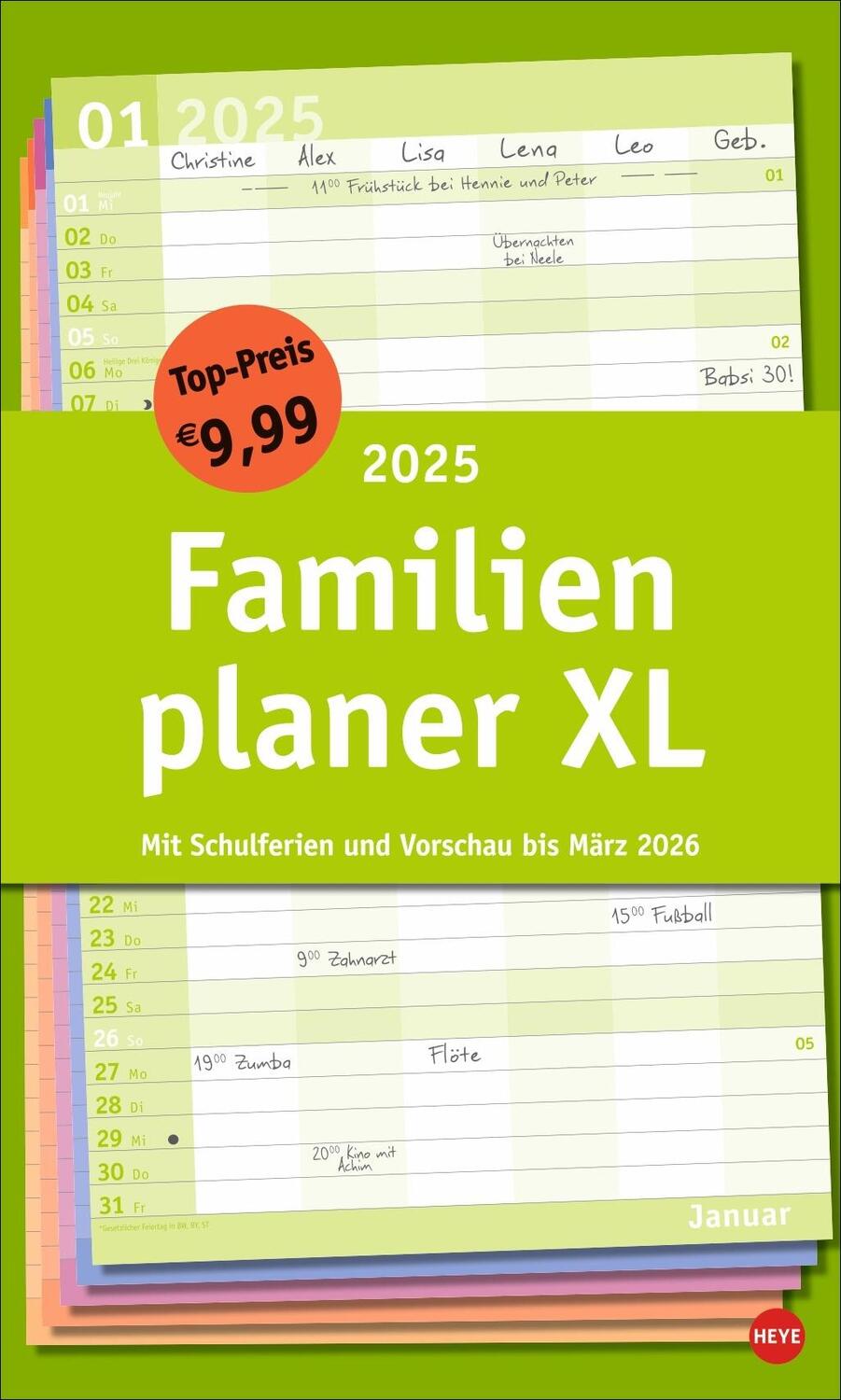 Cover: 9783756405992 | Basic Familienplaner XL 2025 | Heye | Kalender | Basic Planer Heye
