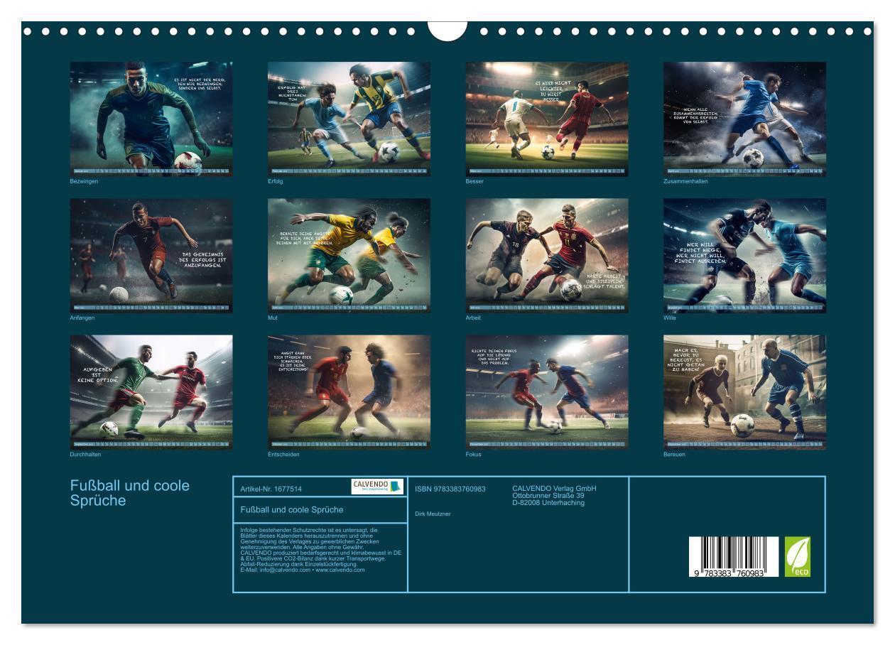 Bild: 9783383760983 | Fußball und coole Sprüche (Wandkalender 2025 DIN A3 quer), CALVENDO...