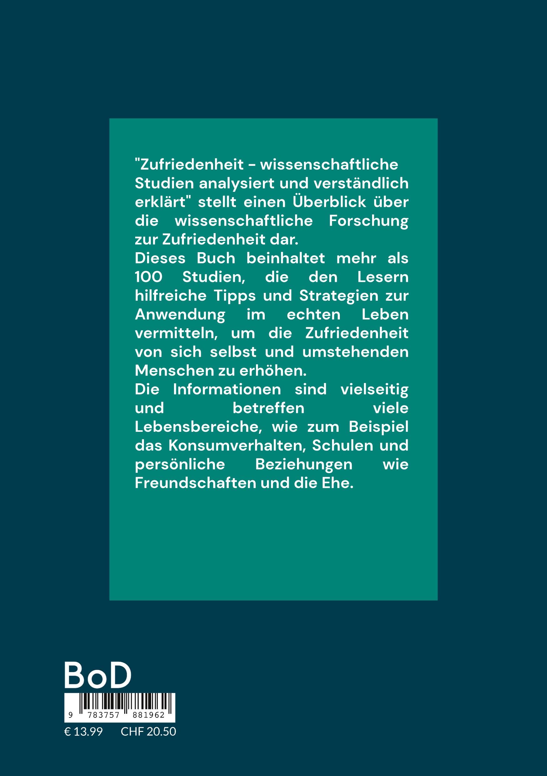 Rückseite: 9783757881962 | Zufriedenheit | Jeremy Wadepfuhl | Taschenbuch | 298 S. | Deutsch