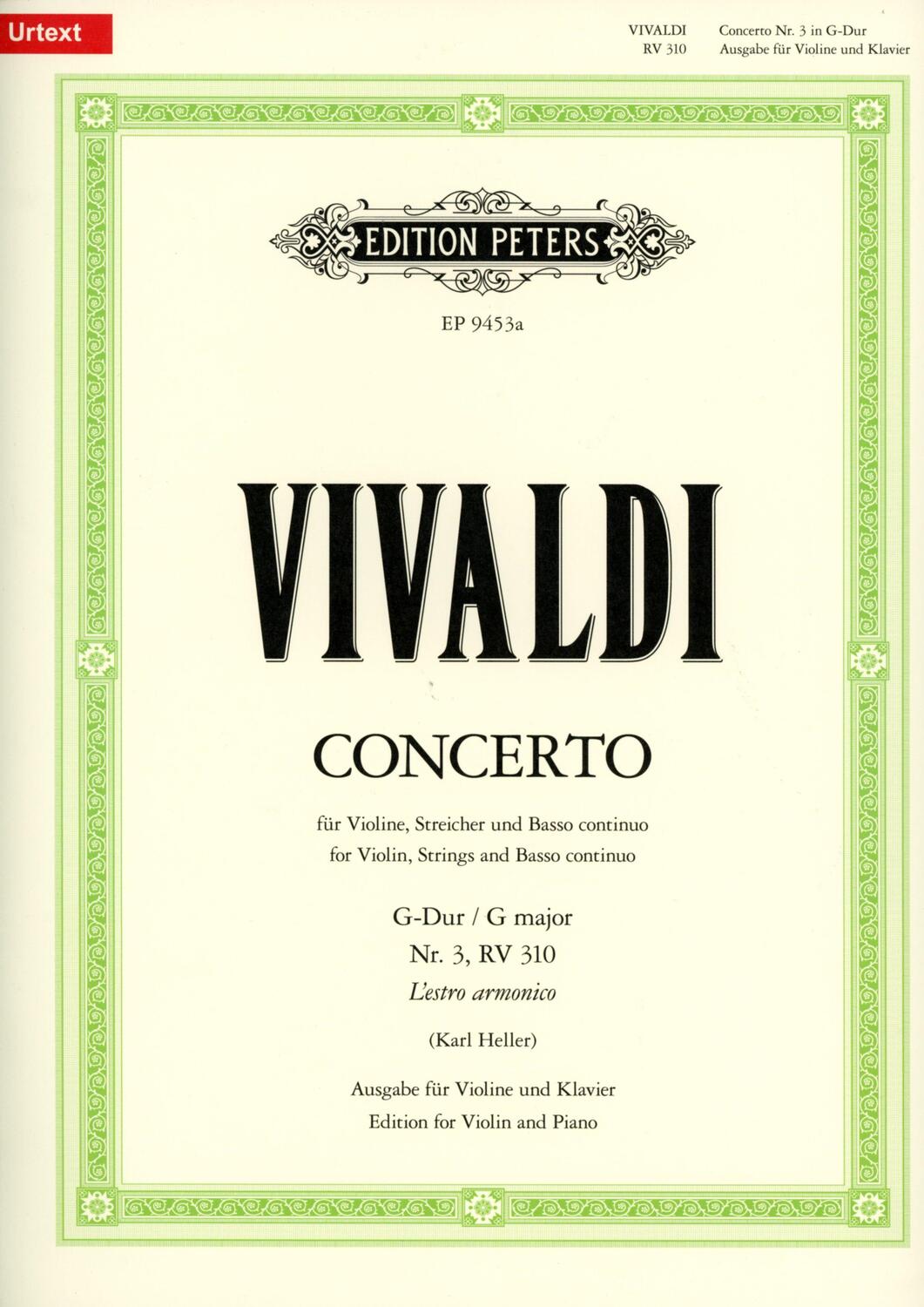 Cover: 9790014076375 | Konzert für Violine, Streicher und Basso continuo G-Dur op. 3 Nr. 3...