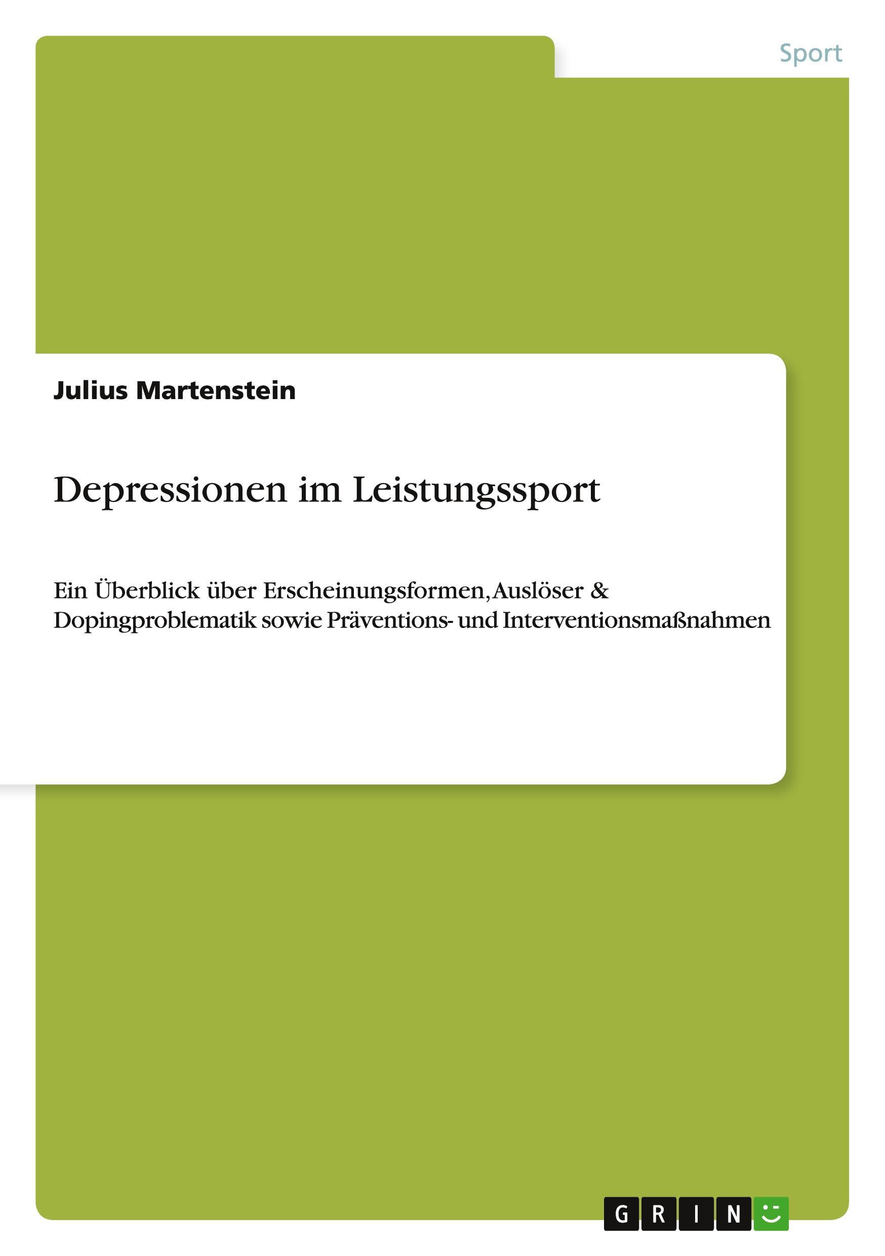 Cover: 9783656349693 | Depressionen im Leistungssport | Julius Martenstein | Taschenbuch