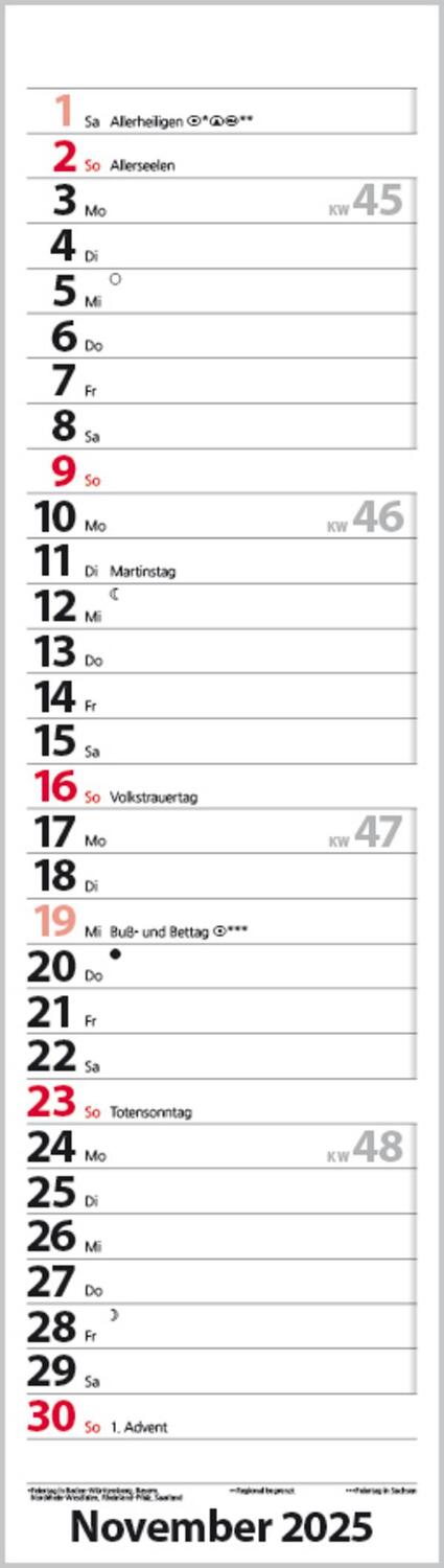 Bild: 9783731882732 | Streifenplaner Mini Rot 2025 | Verlag Korsch | Kalender | 13 S. | 2025