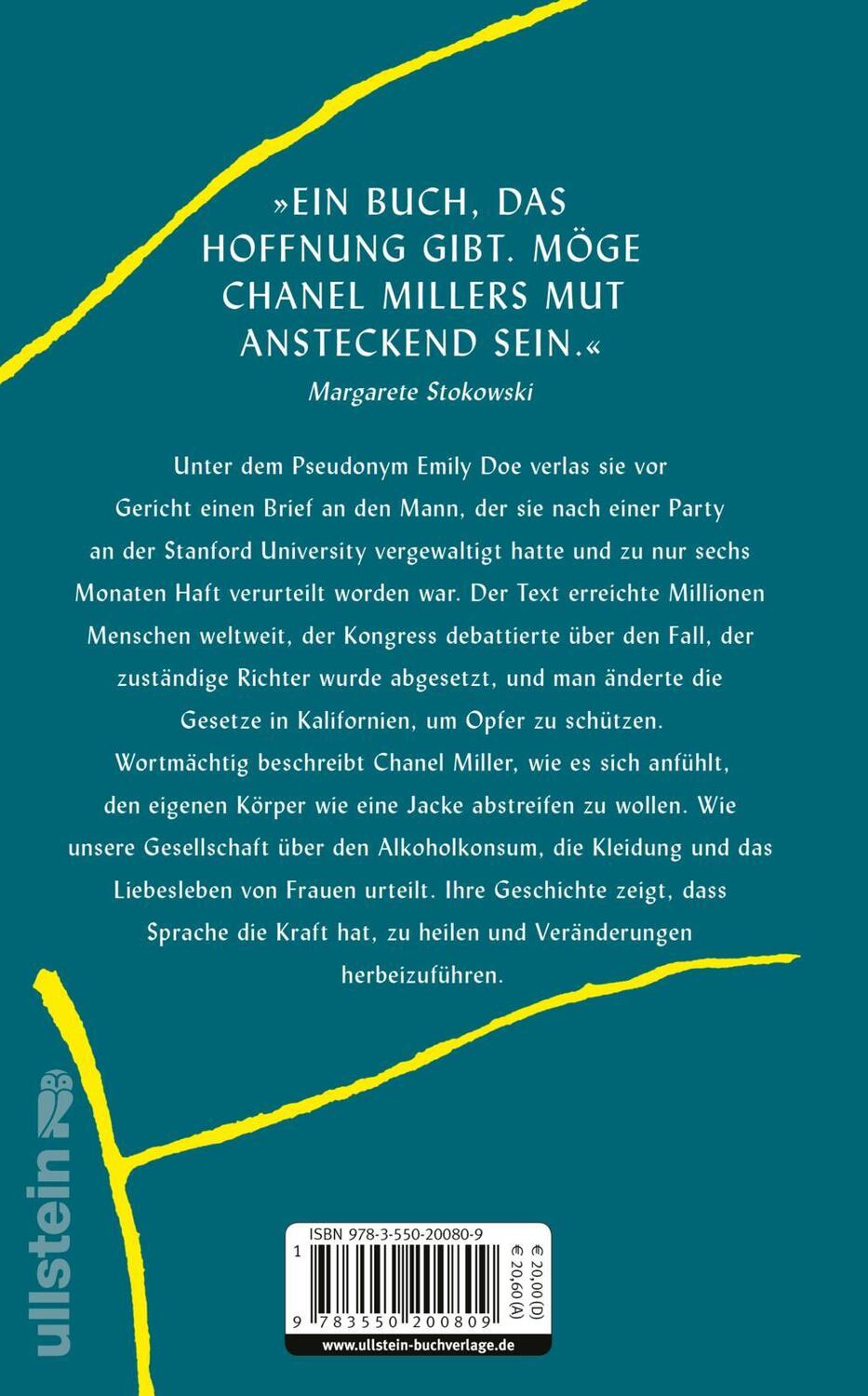 Rückseite: 9783550200809 | Ich habe einen Namen | Chanel Miller | Buch | Deutsch | 2019