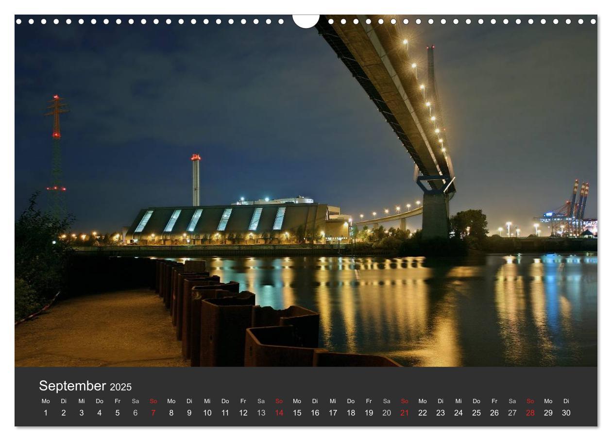 Bild: 9783435762460 | Hamburger Hafen bei Nacht (Wandkalender 2025 DIN A3 quer), CALVENDO...