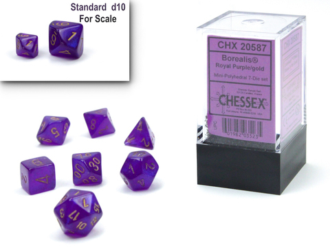 Cover: 601982035235 | Borealis® Mini-Polyhedral Royal Purple/gold Luminary™7-Die Set
