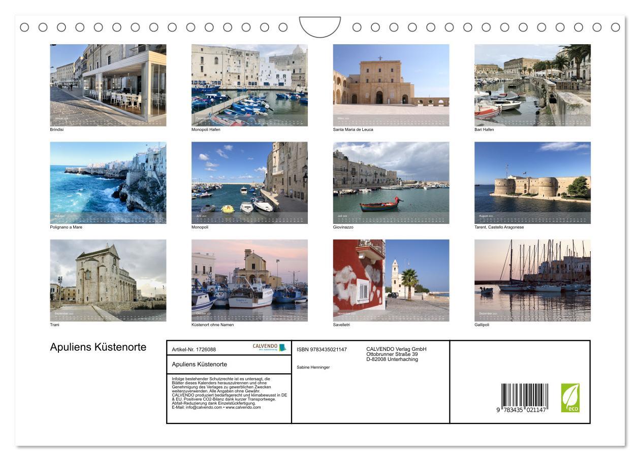 Bild: 9783435021147 | Apuliens Küstenorte (Wandkalender 2025 DIN A4 quer), CALVENDO...