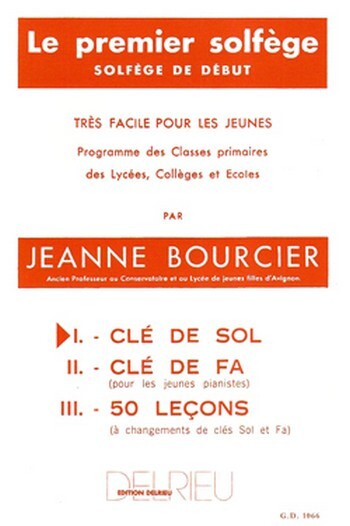 Cover: 9790231705140 | BOURCIER Jeanne Premier solfège Vol.1 - Clé de Sol solfège Partition