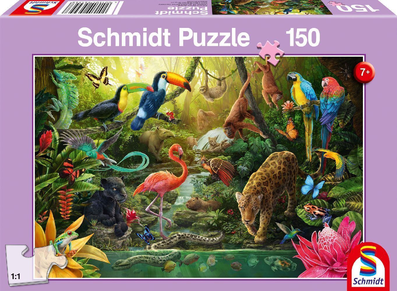 Cover: 4001504564568 | Urwaldbewohner | Kinderpuzzle Standard 150 Teile | Spiel | Schachtel