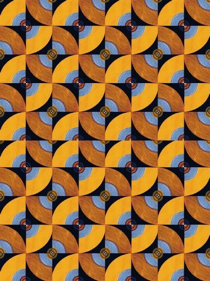 Bild: 4250915933221 | WAX Geschenkpapier, Die Farben Afrikas - Motiv Orange-blaue Kreise