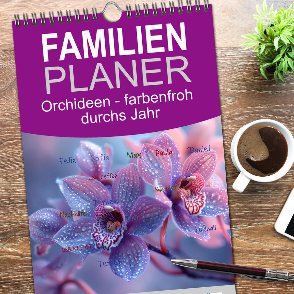 Bild: 9783457194560 | Familienplaner 2025 - Orchideen - farbenfroh durchs Jahr mit 5...