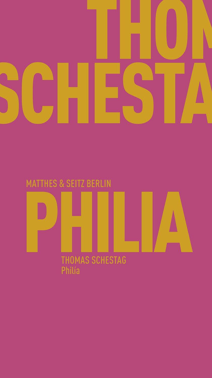Cover: 9783751830065 | Philia | Thomas Schestag | Taschenbuch | Fröhliche Wissenschaft | 2024