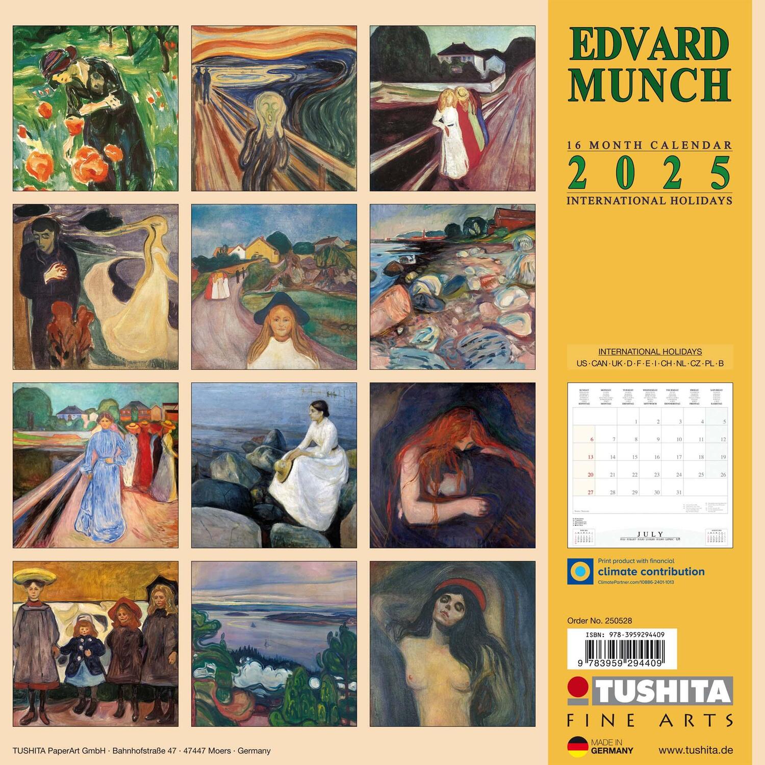 Rückseite: 9783959294409 | Edvard Munch 2025 | Kalender 2025 | Kalender | Tushita Fine Arts