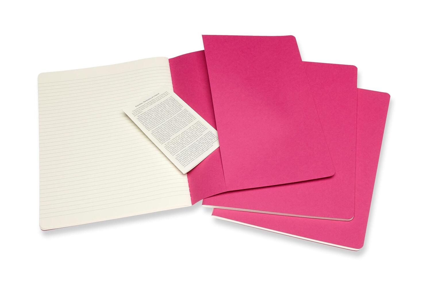 Bild: 8058647629667 | Moleskine Cahier XL, 3er Set, Liniert, Kinetisches Pink | Notizbuch