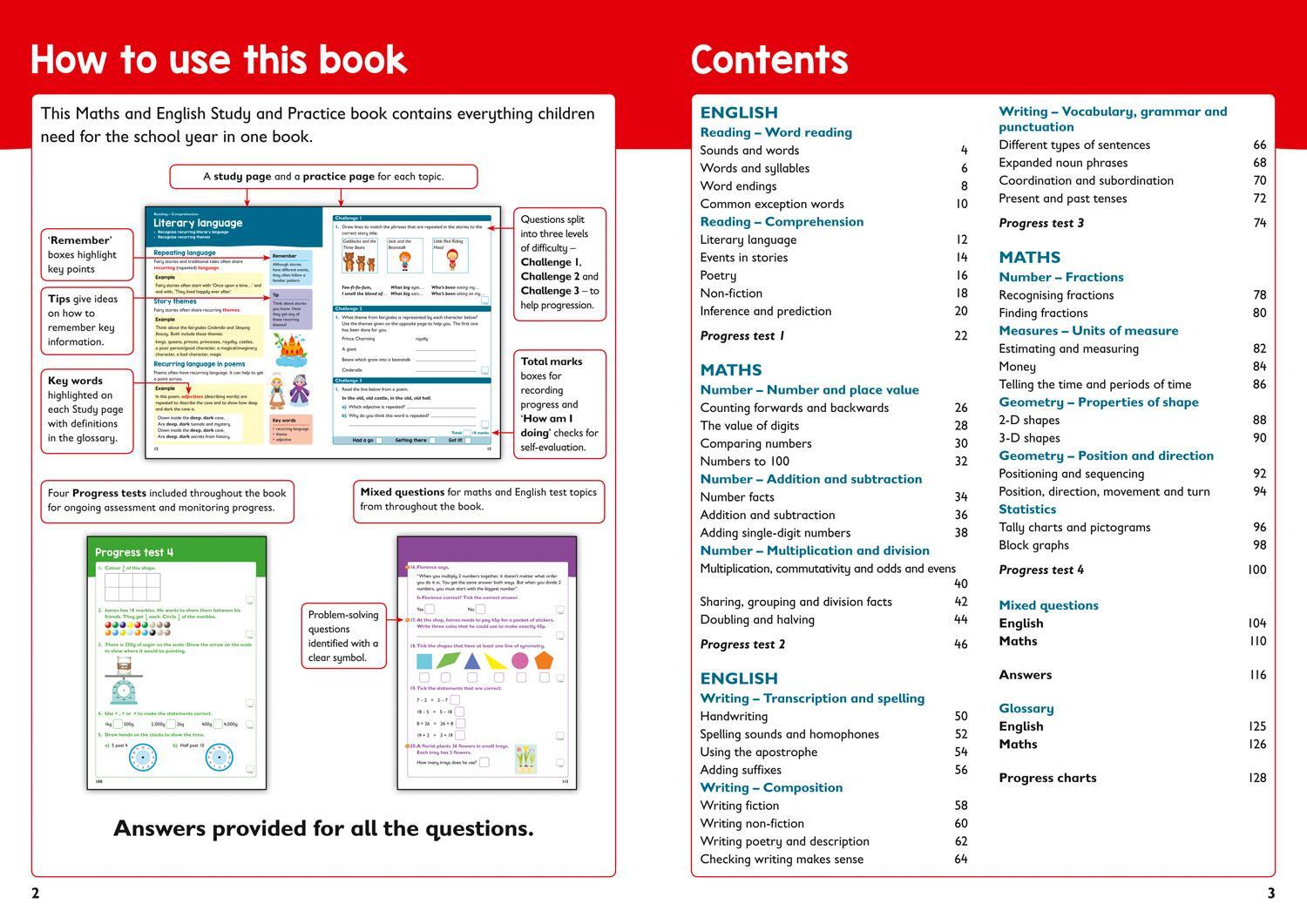 Bild: 9780008398781 | Year 2 Maths and English KS1 Targeted Study &amp; Practice Book | Ks1