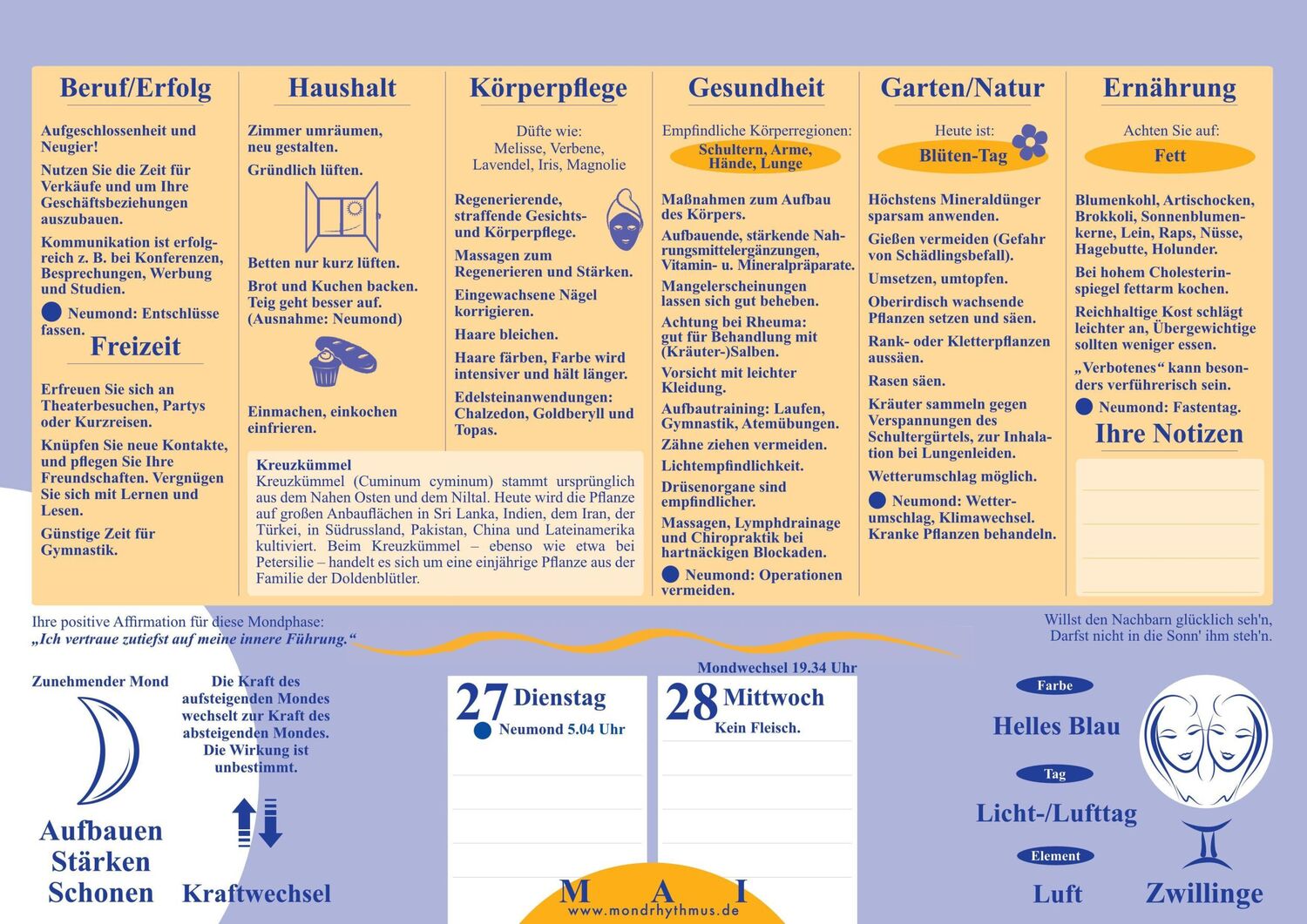 Bild: 9783932547188 | Mein Leben mit dem Mondrhythmus 2025 | Taschenkalender | Edith Stadig