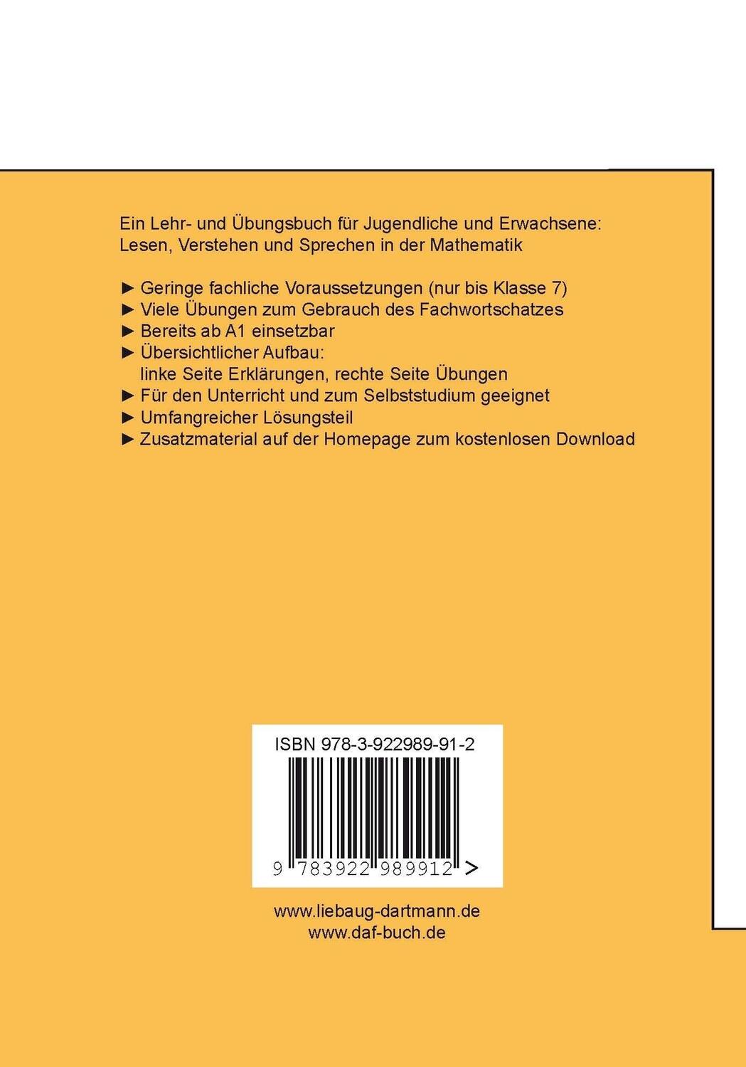 Rückseite: 9783922989912 | Wie spricht man in der Mathematik? Bd. 1 | Bruno Liebaug | Taschenbuch