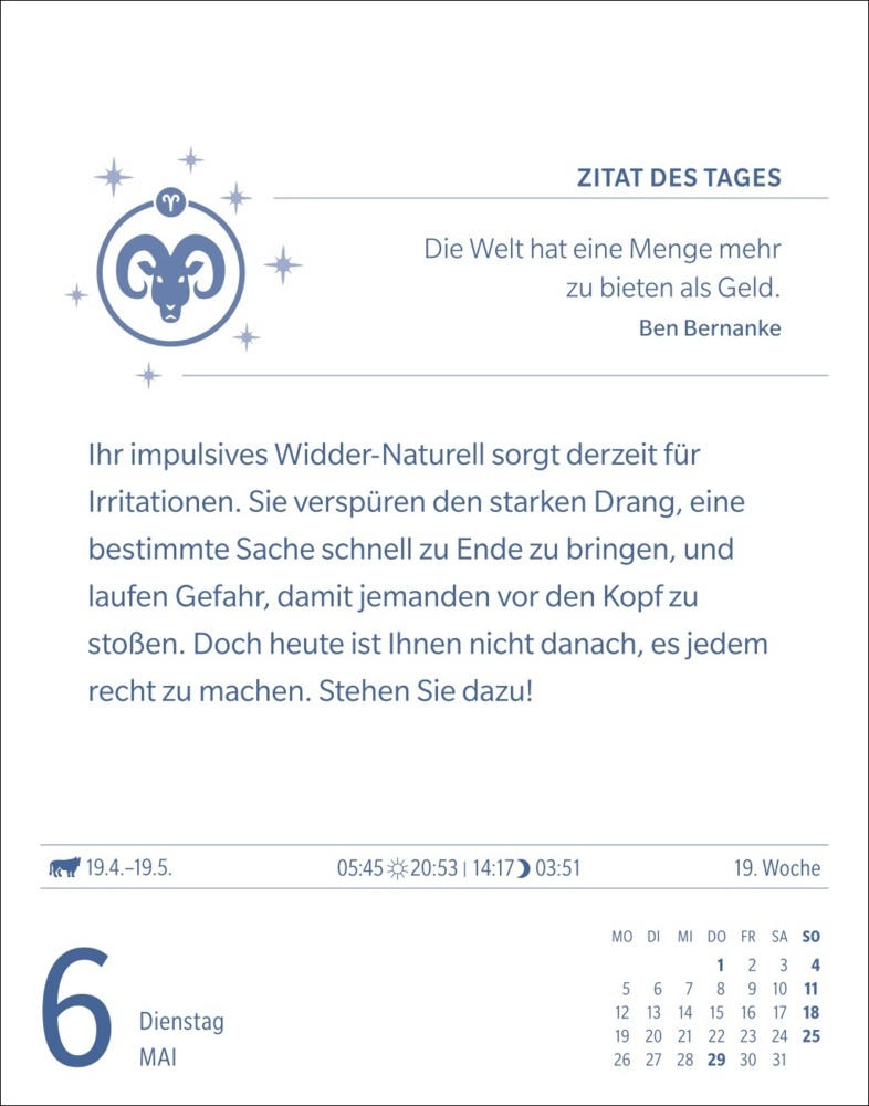 Bild: 9783840033674 | Widder Sternzeichenkalender 2025 - Tagesabreißkalender - Ihr...