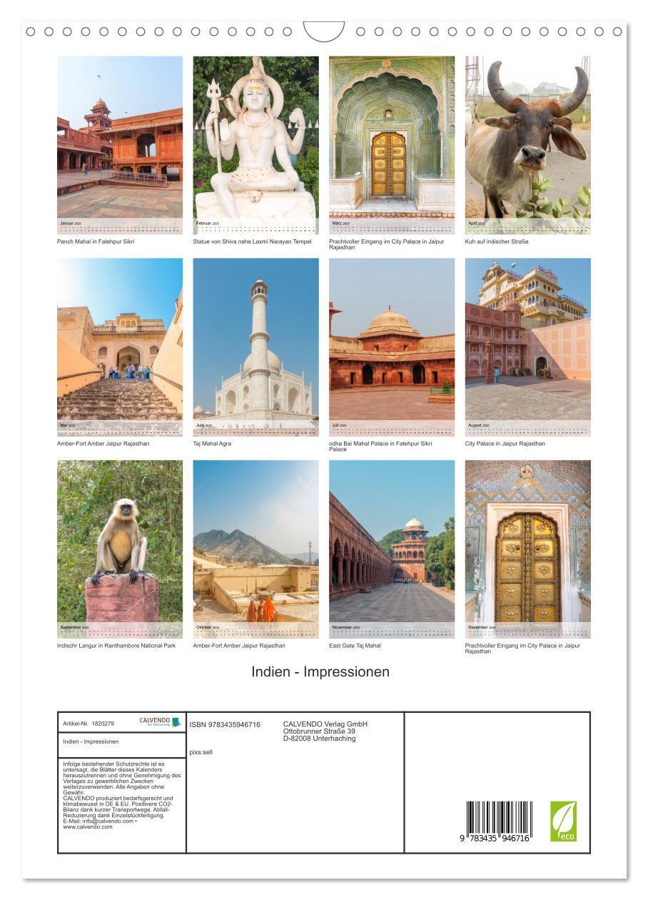 Bild: 9783435946716 | Indien - Impressionen (Wandkalender 2025 DIN A3 hoch), CALVENDO...