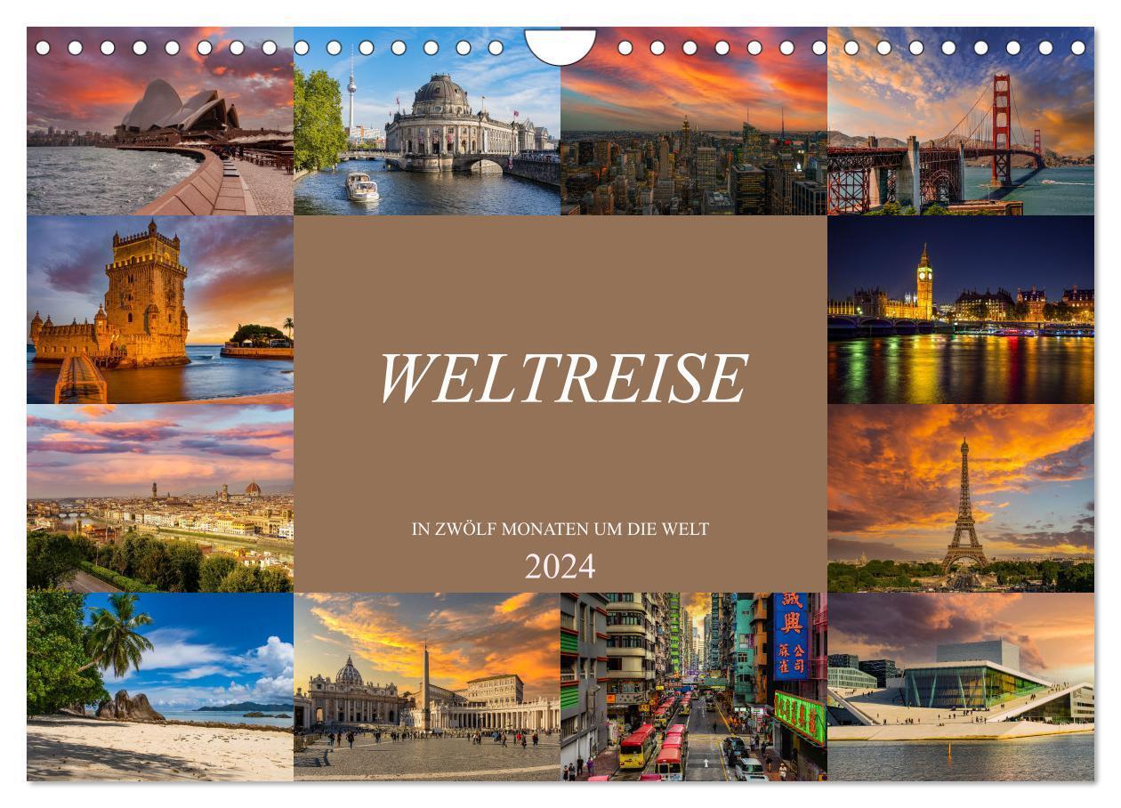 Cover: 9783675797338 | Weltreise - In zwölf Monaten um die Welt (Wandkalender 2024 DIN A4...