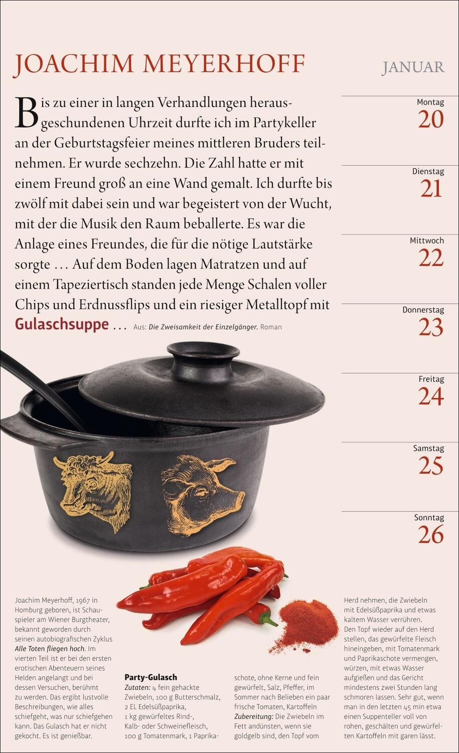 Bild: 9783840041068 | Der literarische Küchenkalender Wochenkalender 2025 | Schönfeldt